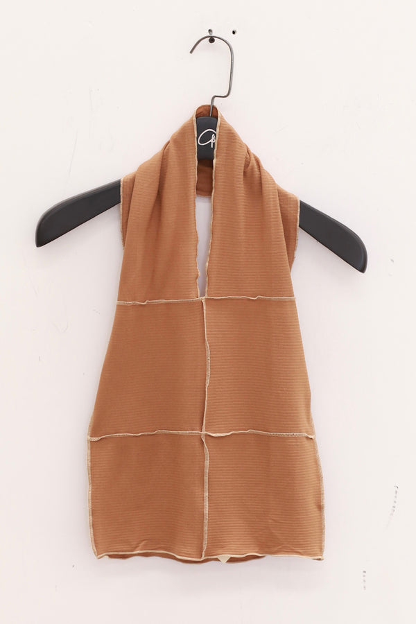 BASERANGE Portuguese organic cotton halter top BAS-TOCH-RB-SU25-ALAMILLO BROWN
